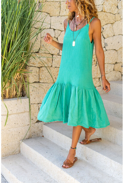 Green scalloped outlet dress