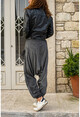 Womens Anthracite Washed Tasseled Openwork Detailed Baggy Trousers GK-RSD2024