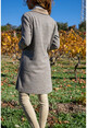 Womens Beige Self-Textured Double Pocket Long Jacket Cardigan GK-BST3010