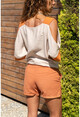 Womens Beige Linen Off-the-Shoulder Loose Loose Blouse GK-BST2923