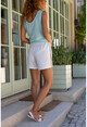 Womens White Airobin Elastic Waist Straw Shorts BST3154