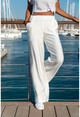 Womens White Linen Waist Elastic Loose Trousers GK-BST2933