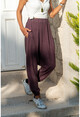 Womens Claret Red Waist Elastic Pocket Wool Loose Shalwar Trousers GK-BST2992