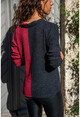Womens Claret Red V-Neck Block Sweater GK-BST30k2778