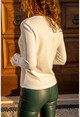 Womens Ecru Button Detailed Soft Textured Cardigan GK-BST3007