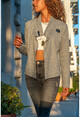 Womens Gray Leather Buckled Loose Cardigan GK-BST2976