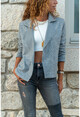 Womens Gray Self-Textured Double-Sided Jacket Cardigan GK-BST2975