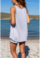 Womens Gray V-Neck Sleeveless A-Line Basic T-Shirt JR401