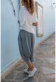 Womens Gray High Waist Pocket Elastic Waist Shalwar Trousers GK-RSD2004