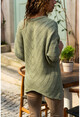 Womens Khaki Bias Knitted Soft Textured Sweater GK-CCKN15000