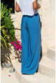 Womens Indigo Linen Waist Elastic Loose Trousers GK-BST2933