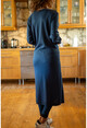 Womens Indigo Soft Textured Slim Long Cardigan GK-CCK75000