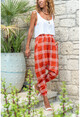 Womens Tile Pocket Plaid Baggy Trousers GK-BST2917