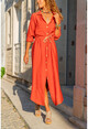 Womens Tile Linen Waist Pleated Straw Belt Shirt Dress GK-BST2837