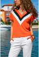 Womens Tile V-Neck Block Sweater GK-BST2850
