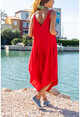 Womens Red Strap Asymmetrical Wide Cut Jumpsuit BSTH5002