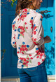 Womens Cream Floral Crepe Shirt GK-BSTK4097