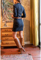 Kadın Lacivert Yarım Balıkçı Slim Basic Elbise Gk-cck11104