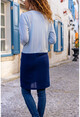 Womens Blue-Navy Blue Double Pocket Color Block Cardigan GK-BST3009
