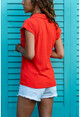 Womens Coral Polo Collar Camisole T-Shirt GK-BSTW2879