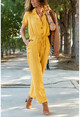Womens Yellow Jacket Collar Button Jumpsuit GK-BSTY2622