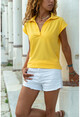 Womens Yellow Polo Collar Camisole T-Shirt GK-BSTW2879