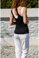Womens Black-White Straped Asymmetrical Double T-Shirt GK-CCKCC4007