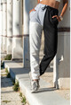 Womens Black-White Elastic High Waist Color Block Sweatpants GK-CCK60009