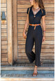 Womens Black Button Basic Jumpsuit GK-BST2876