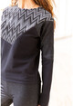 Womens Black-Grey Glittered Garnish Color Block Sweatshirt GK-BST2804