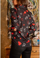 Womens Black Card Pattern Shirt GK-BST30kK4345