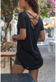 Kadın Siyah Sırt Detaylı T-Shirt GK-JR214