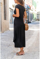 Womens Black Side Pockets Asymmetrical Loose Dress GK-TD412