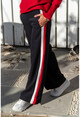 Womens Black Double Striped Wide Cut Trousers BST2215