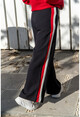 Kadın Siyah Yanı Çift Şeritli Bol Kesim Pantolon BST2215