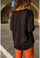 Womens Black Washed Foil Printed Sweatshirt GK-RSD2015