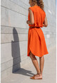 Womens Orange Airobin Half-Pleated Single Pocket Sleeveless Dress BST3138