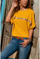 Mustard Straw Button Detailed Loose Blouse GK-BST2851