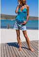 Womens Light Blue Tasseled Loose Denim Shorts BSTKT0050