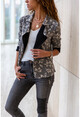 Womens Anthracite Self-Textured Double-Sided Jacket Cardigan GK-BST2800