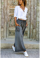 Womens Anthracite Washed Loose Trousers with Side Pockets GK-CCKLD352