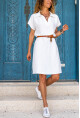 Kadın Beyaz Polo Yaka Airobin Elbise Gk-Bst2883
