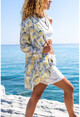 Kadın Ekru Saten Çift Cep Salaş Kimono BST3250