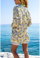 Womens Ecru Satin Double Pocket Loose Kimono BST3250
