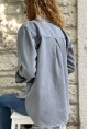Kadın Gri Gabardin Çift Cep Çıtçıtlı Gömlek Ceket Bst3454