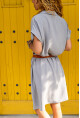 Kadın Gri Polo Yaka Airobin Elbise Gk-Bst2883