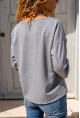 Kadın Gri Yakası Yırtmaçlı Duble Kol Salaş Sweatshirt Bst3470