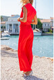 Womens Red Half-Pleated Wide Leg Jumpsuit BST3125