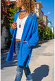 Womens Blue Pocket Loose Cardigan CCK4321