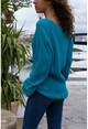 Womens Blue V-Neck Sweater GK-CCK6142